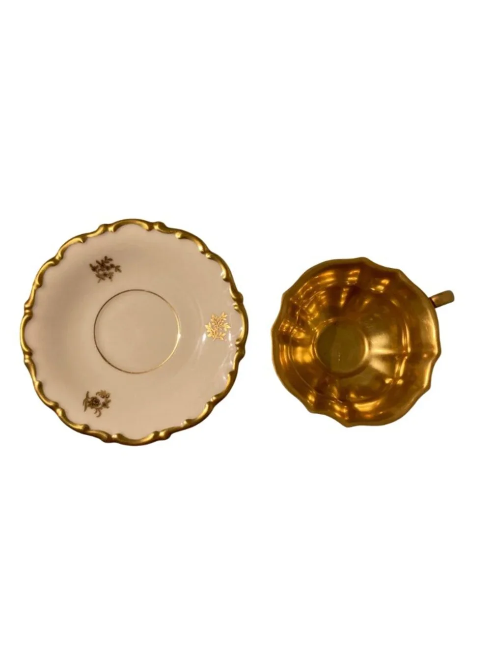 Lindner Keups Baroque Rocco Gold And White Courting Couple Demitasse Tea Cup